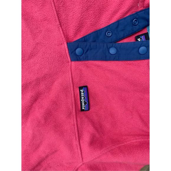 Patagonia Micro D Snap-T Fleece Pink / Blue Trim Pullover Sweatshirt, Size Large - Picture 2 of 16